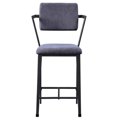 Chaises grises à hauteur de comptoir à dossier ouvert (2 chaises) - option moderne et respirante de 2 chaises, tissu de revêtement, pour fins de ventilation, style industriel, coussin de siège confortable