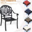 4 pièces en fonte d'aluminium pour patio, noir, finition grattée, dossier rembourré, assise confortable, rembourrage confortable chauffant