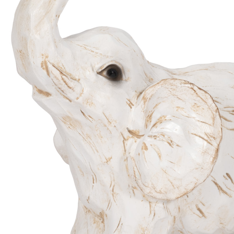 Waxler Resin and Polyresin Elephant Figurine - Elegant Decorative Accent Sculpture in Casual Contemporary Style, White