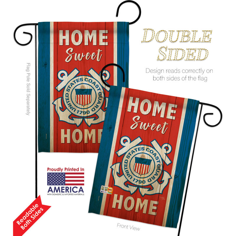 Drapeau de jardin en polyester 18 po x 13 po Home Sweet Coast Guard