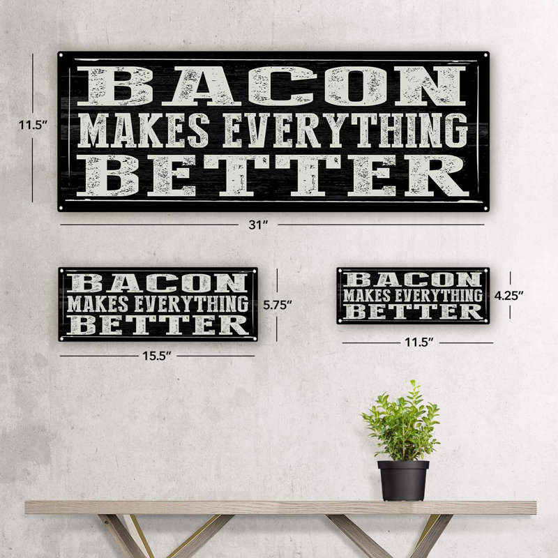 Food & Beverage Wall Decor on Metal, 4.25" H x 11.5" W x 0.04" D