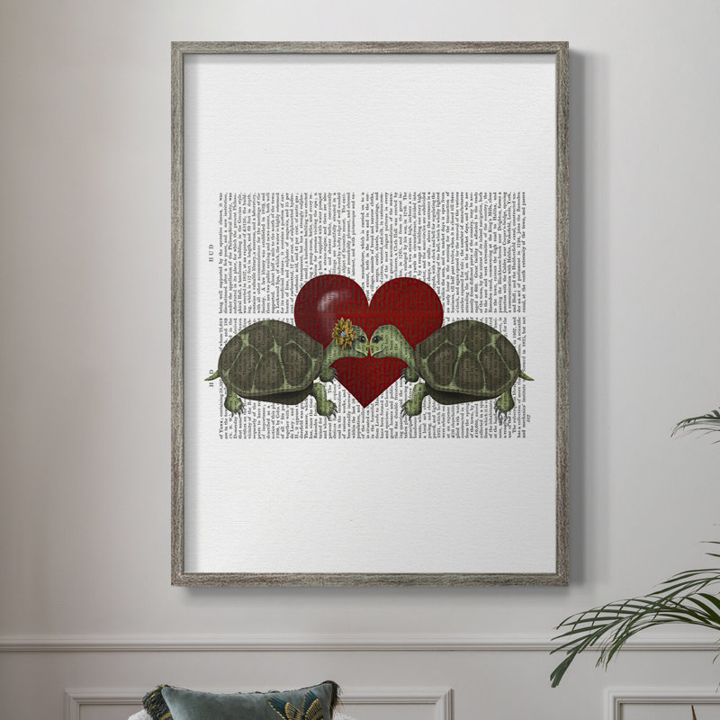 Turtle Kiss Framed Print - Solid Wood