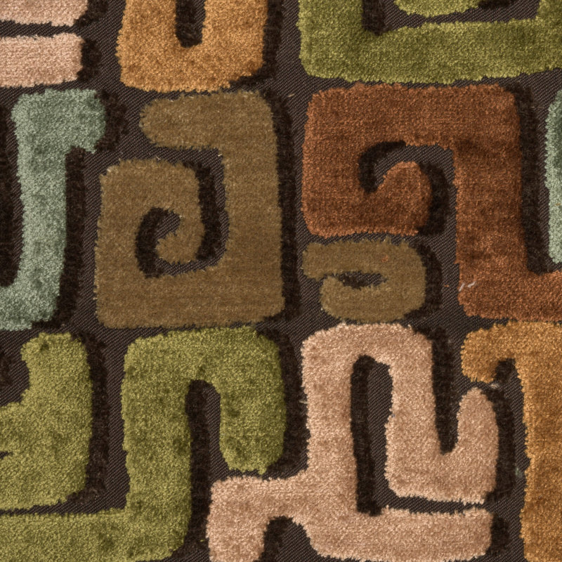 Deka- Geometric Cut Velvet Upholstery Fabric By The Yard, Amber