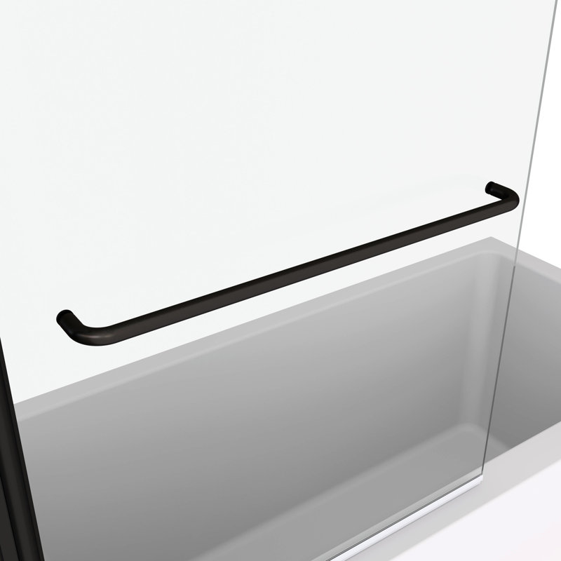 Bathroom Pivot Shower Door 3458 With 1/4" Tempered Glass And Towel Bar - Matte Black 180 Degrees Rotatable Seal Strip To Keep - Safe Hygienic Bath Tub Area Holder Mount Bracket