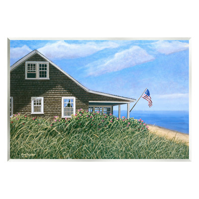 Cape House with Flag Wall Plaque Art by Tom Mielko