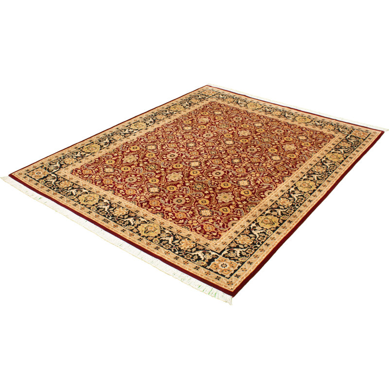 One-of-a-Kind Rectangle 8'1" X 10'3" New Age Wool Area Rug in Dark Red/Beige/Black