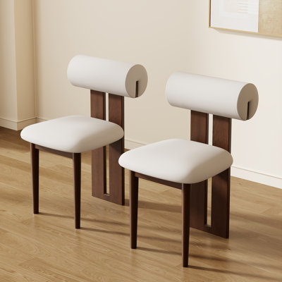 Modern Accent Chairs, Unique Dining Room Chairs for Dining Room, Kitchen, Living Room, Faux Leather Seat Cushion(Set of 2)