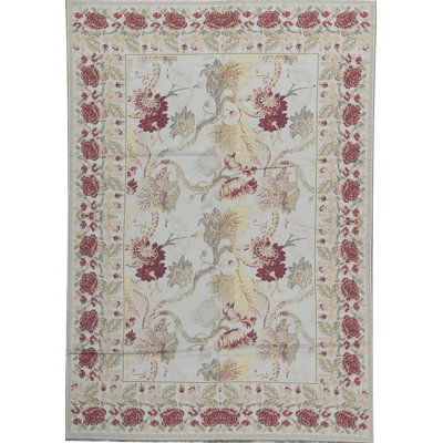 Hand-Knotted High-Quality Ivory Area Rug