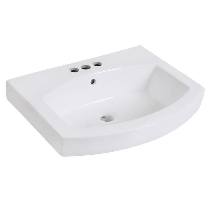 Kingston Brass Inflection 24-Inch Ceramic Bathroom Sink (4-Inch, 3-Hole)