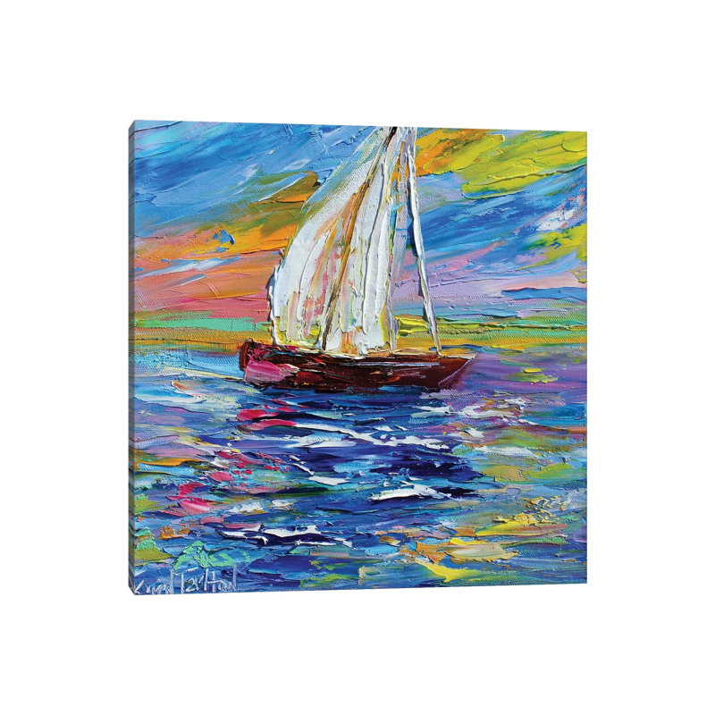 Sailing by Sunset Light 1 Piece Wrapped Canvas Painting, 30.48 cm H x 30.48 cm W