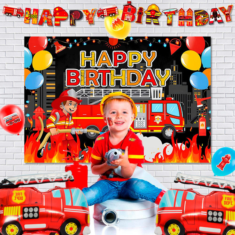 Firetruck Birthday Supplies,70pcs Firefighter Theme Birthday Party Decoration