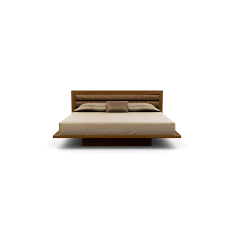 Moduluxe Upholstered Bed, King, Natural Walnut, Hemp Fabric