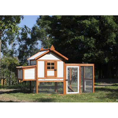 Chahat 11.49 Square Feet Chicken Coop with Chicken Run For Up To 8 Chickens