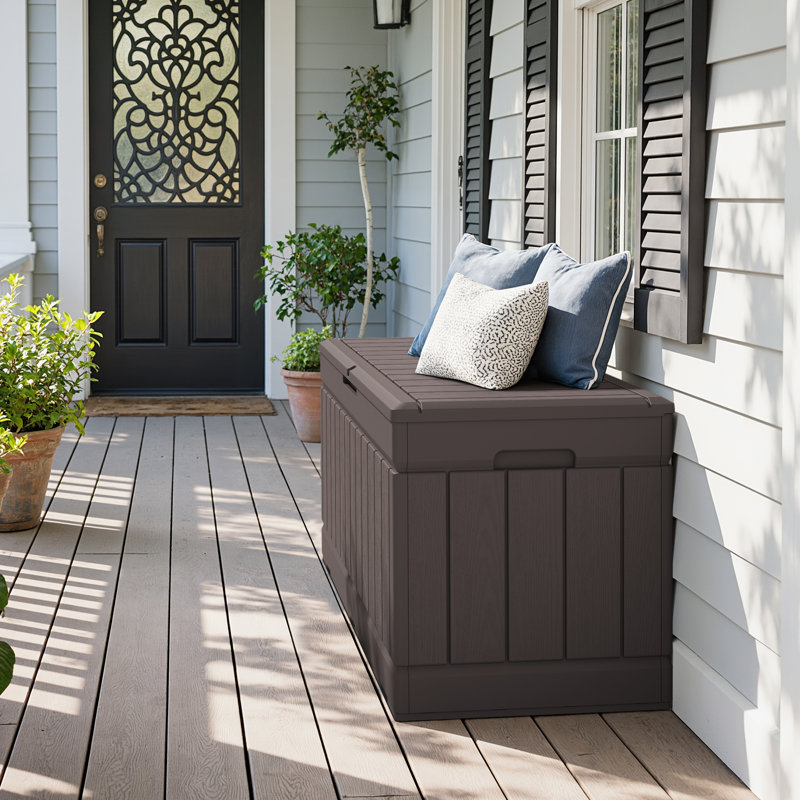 Coffre de terrasse verrouillable résistant à l'eau de l 45,3 po Furmax, Brun