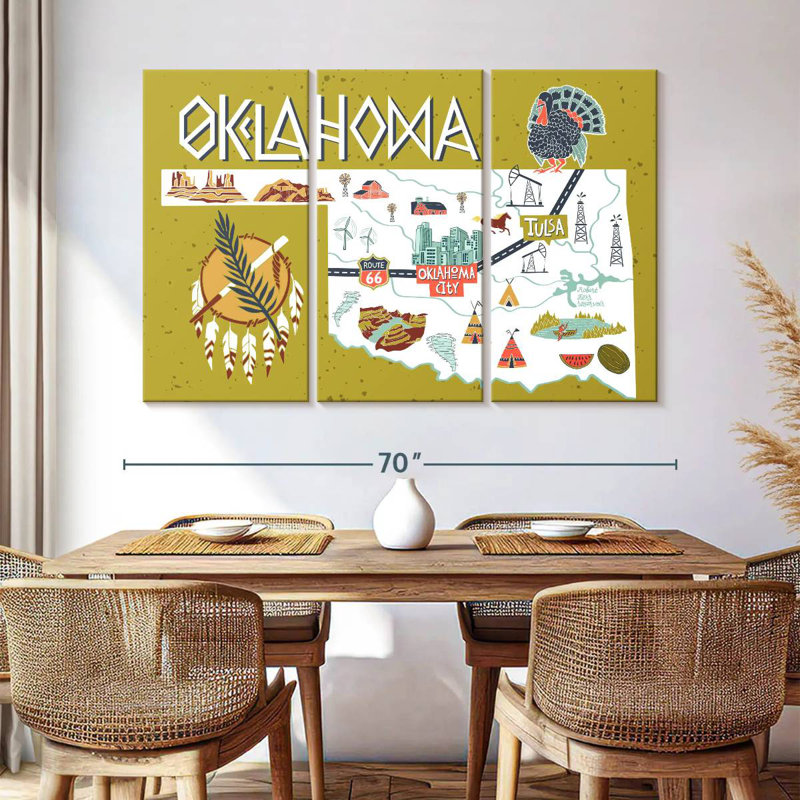 Icônes de carte Aliaz Oklahama, H 42 po x l 65 po