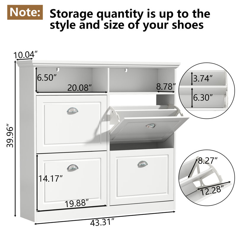 20 Pair Flip Down Shoe Storage, White