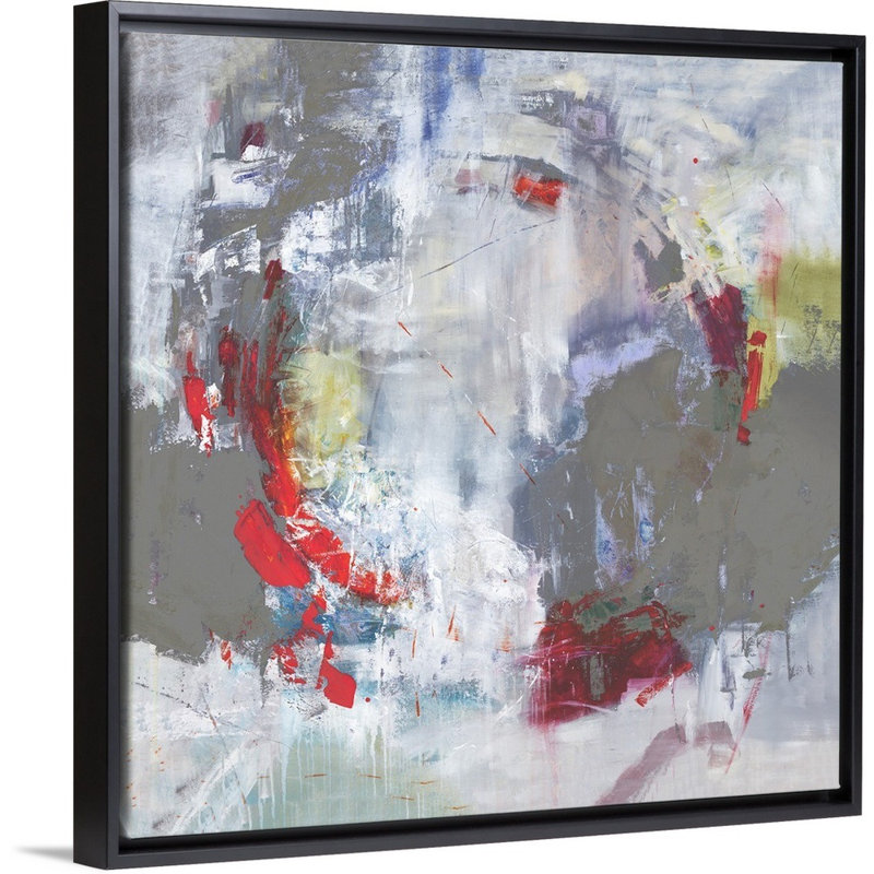 « stepping through ii », peinture sur toile, H 37,7 po x l 37,7 po x P 1,75 po, Cadre flottant noir