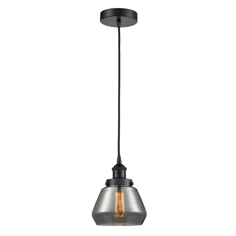 Luminaire suspendu conique à 1 lumière Cahn, Brun, Noir mat
