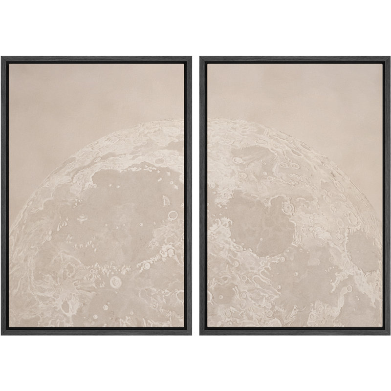 «Neutral Moon Surface Celestial Abstract Wall Art Decor», impression sur toile 2 pièces, H 36 po x l 24 po, Noir