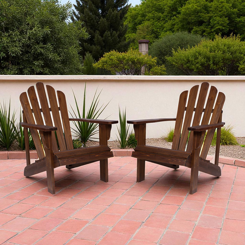 Adiraica Solid Wood Outdoor Adirondack Chair, Oak