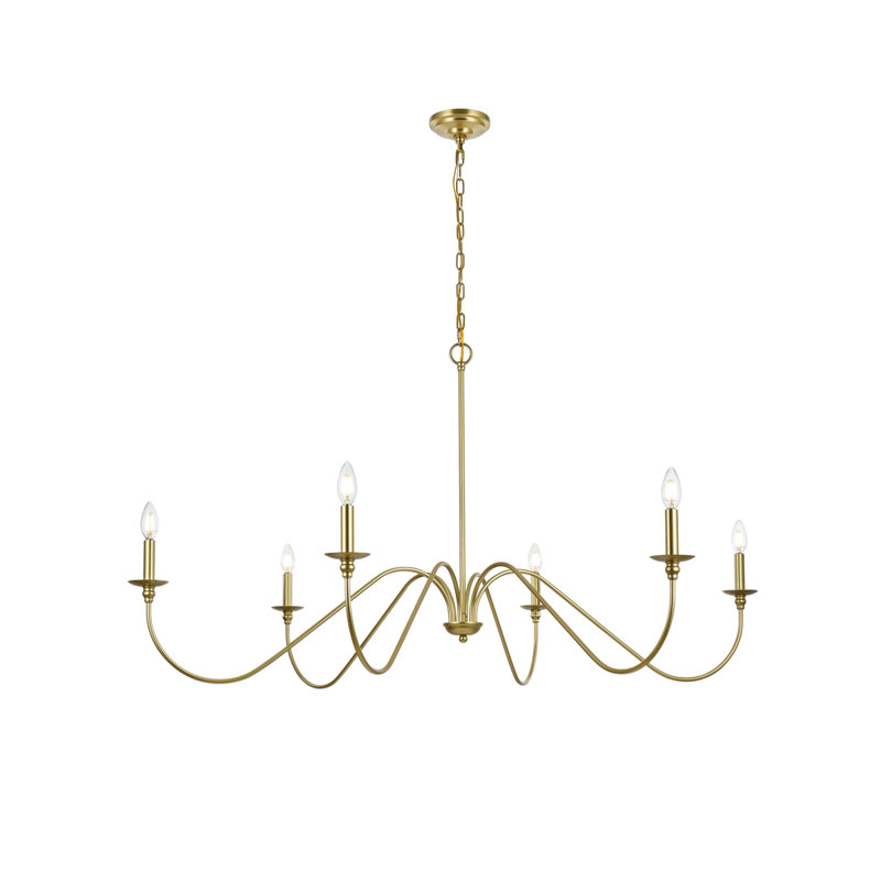 Lustre à intensité variable 6 lumières Sherree , Laiton, H 28 po x l 54 po x P 54 po