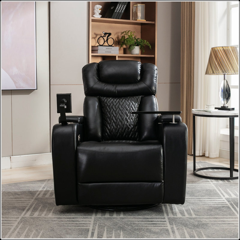 Fauteuil inclinable électrique en cuir PU 270 degrés avec port USB, porte-gobelet et plateau pour un confort ultime