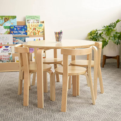 Ensemble de table et de chaise courbée en bois courbé, mobilier en bois de qualité supérieure pour enfants, maisons de jour et salles de classe, naturel