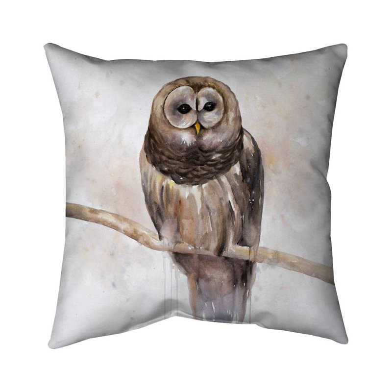 Barred owl - 18"x18" Throw pillow cover - Poly twill - Print on demand, Pillow Cover Only - No Insert, 18" x 18"