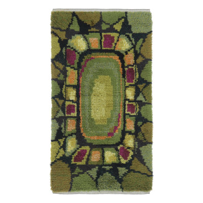 Vintage Swedish Rya Rug, Earth Tones With Mosaic Geometry - Rug & Kilim