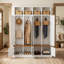 Armoire de vestibule Modern Farmhouse avec banc, organisateur de vestibule avec crochets et casiers de rangement ouverts-130058016