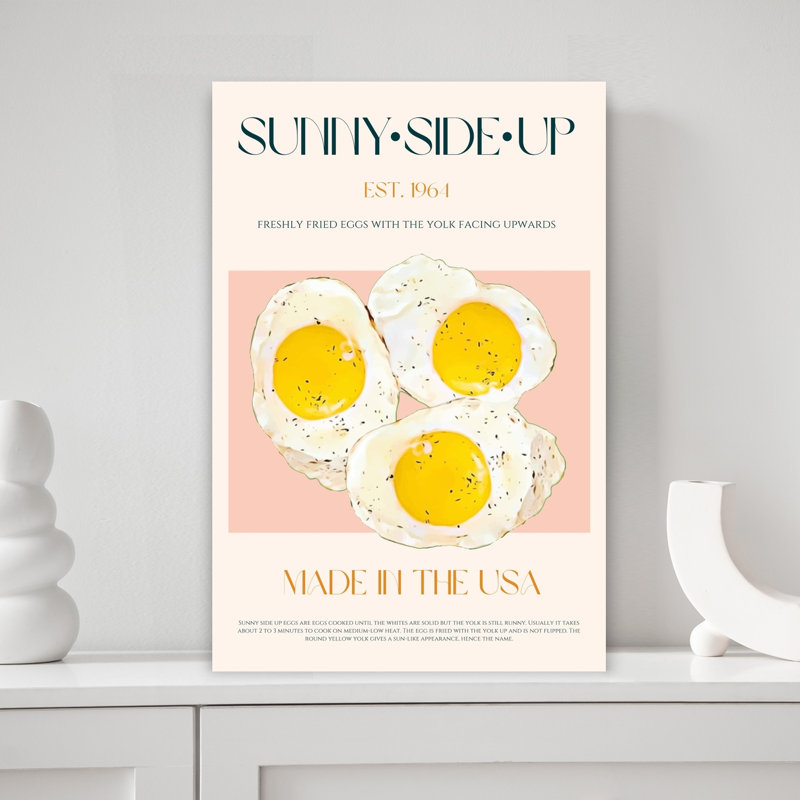 «Sunny Side Up Breakfast Classic Retro Vintage Architecture», art mural, H 18 po x l 12 po