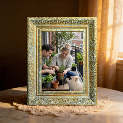 Antique Gold 1PC Polished Picture Frame for 8" x 10" Photos and Anniversary Photo Display