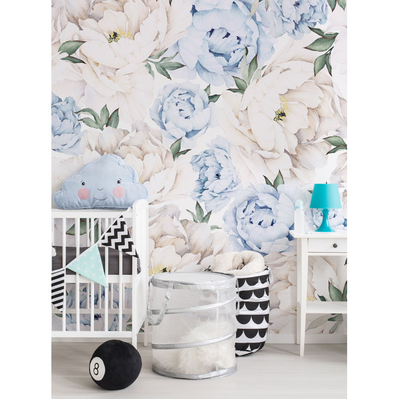 Peony Flower Peel And Stick Mural Wallpaper, 96" L x 120" W