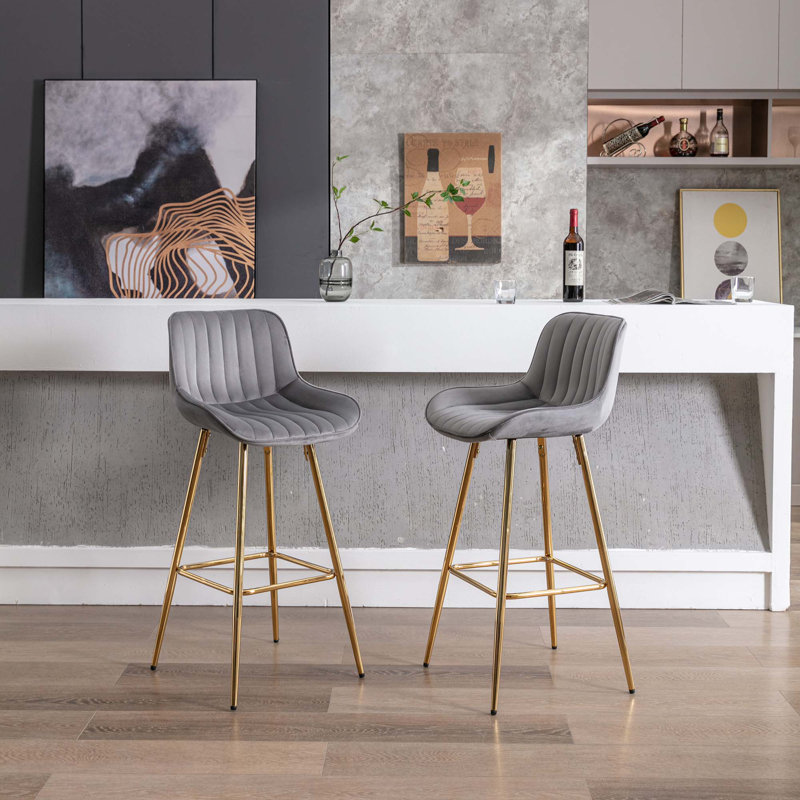 Ensemble de 2 tabourets de bar, Gris, Tabouret de bar (siège d'une hauteur de 29,92 po)