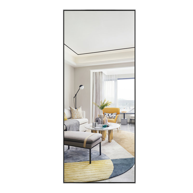 Talma Wood Flat Mirror, 51" H x 16" W, Black