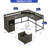 Monge L-Shape Wood Corner Desk Computer Table with LED Light & Power Outlets-94030116