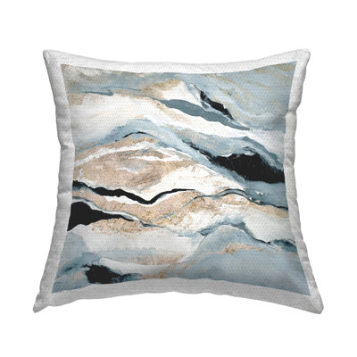 Blue Natural Geode Pattern Printed Outdoor Throw Pillow Design by Lanie Loreth