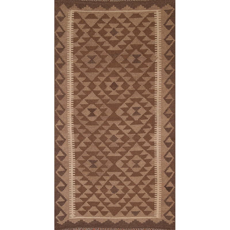 Kilim Reversible Wool Runner Rug 3x7