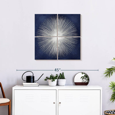Sunburst argenté sur bleu I