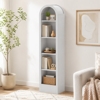 67"H 5-Tier Small Arched Storage Bookcase