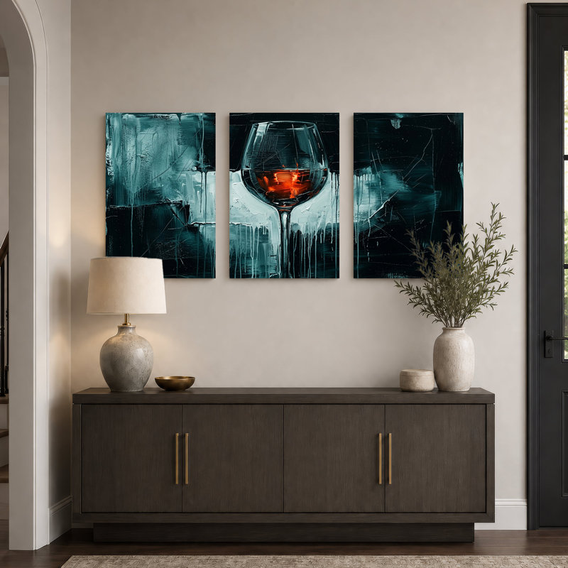Ensemble de 3 toiles rouges, H 36 po x l 24 po x 3 pièces