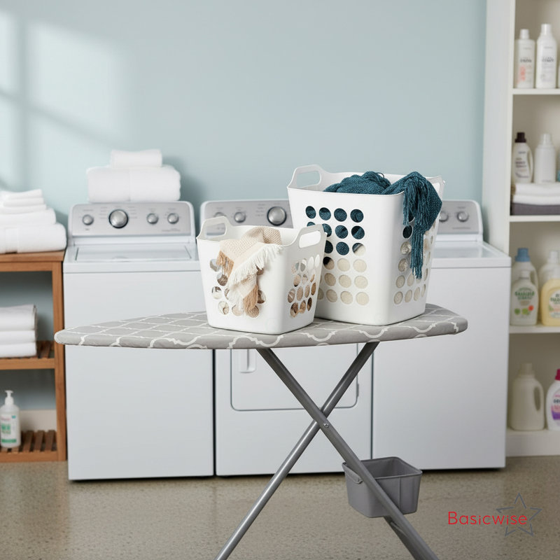 Basicwise Set Of 2 Plastic Laundry Baskets With Handles Large & Small Ventilated Hampers For Clothes Storage & Organization Lightweight Stackable Bins For Bedroom Bathroom Dorm And Washing Area, White