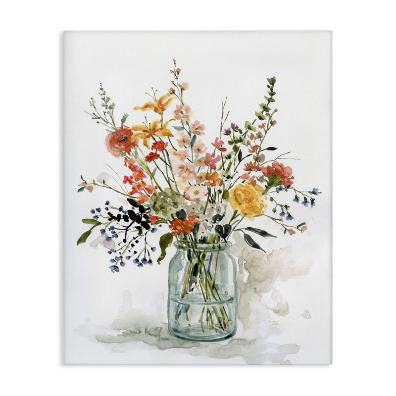 Warm Summer Meadow Floral Bouquet Still Life Canvas Wall Art, 24 x 30