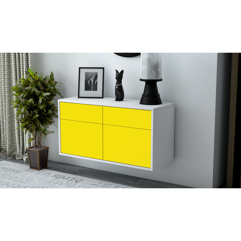 Romsley Unfinished Floating TV Stand, Yellow