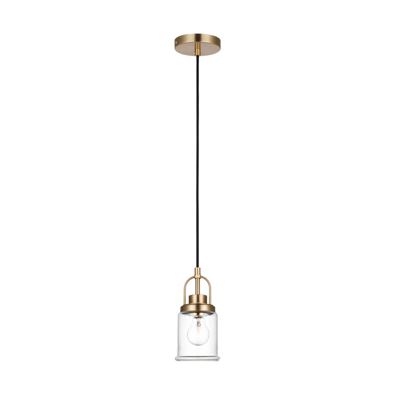 1 - Light Single Pendant, Satin Brass