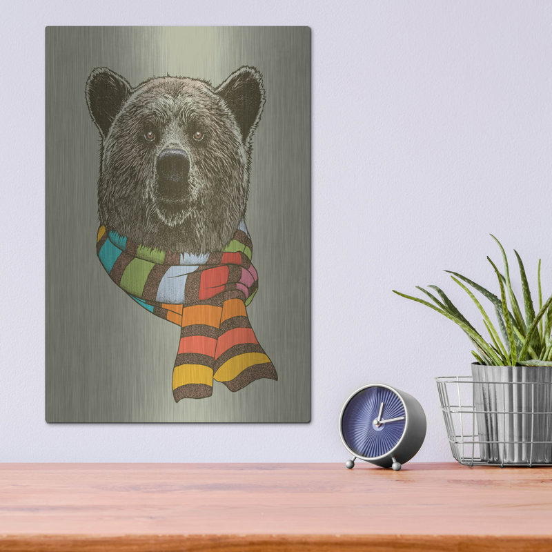 «Bear Scarf» par Rachel Caldwell, H 16 po x l 12 po