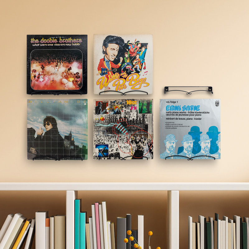 Rangement mural pour album en métal et vinyle