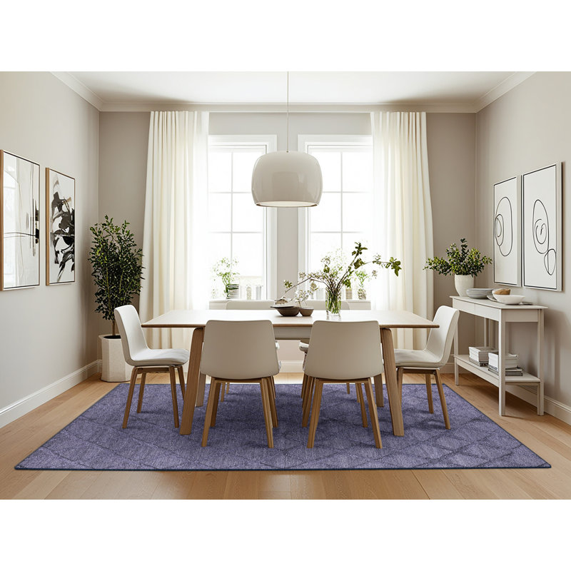 Tapis mauve à motif géométrique Menderes, Rectangle 7 pi x 10 pi