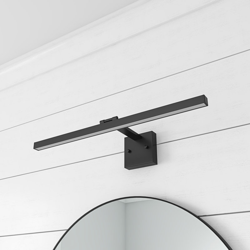 Khyon 24.02 inch Modern Bathroom Vanity Light Dimmable Over Mirror Black Wall Lighting Fixtures