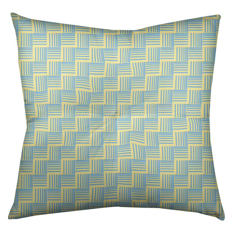 Coussin de sol classique à rayures Baskettressées, 26 po x 26 po, Jaune/bleu sarcelle